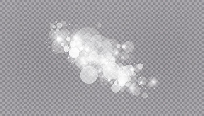Glowing light effect with many glitter particles isolated background. Vector starry cloud with dust. Magic christmas decoration
