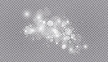 Efecto de luz brillante con muchas partículas de brillo de fondo aislado. vector nube estrellada con polvo. decoración navideña mágica