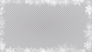Rectangular winter snow frame border with stars, sparkles and snowflakes background. Festive christmas banner, new year greeting card, postcard or invitation vector illustration