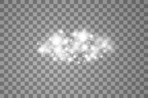 Efecto de luz brillante con muchas partículas de brillo de fondo aislado. vector nube estrellada con polvo. decoración navideña mágica