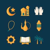 Eid Icon Collection in Flat Design Style vector