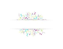 Blank banner with color balloons and confetti. Vector festive background. Happy birthday concept