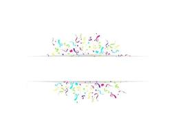 Blank banner with color balloons and confetti. Vector festive background. Happy birthday concept