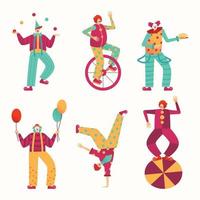 artistas de circo que muestran diferentes actuaciones. vector