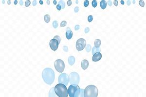 Boy's birthday. Happy Birthday Background With blue Balloons And Confetti. Celebration Event Party. Multicolored. Vector