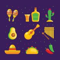 conjunto de iconos del festival cinco de mayo vector