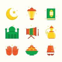 conjunto de iconos felices de eid mubarak vector