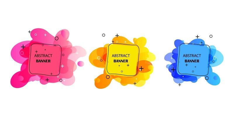 Gradient geometric banners with flowing liquid shapes. Dynamic Fluid design for logo, flyers or presentstion. Abstract vector background