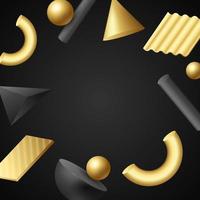 3D Geometric Background in Black and Gold vector