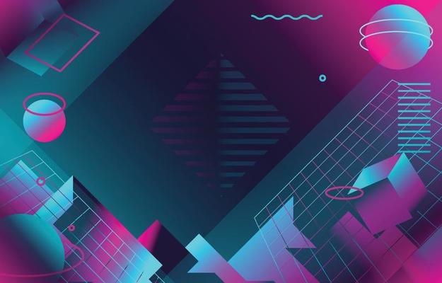 Retro futurism Landscape Background