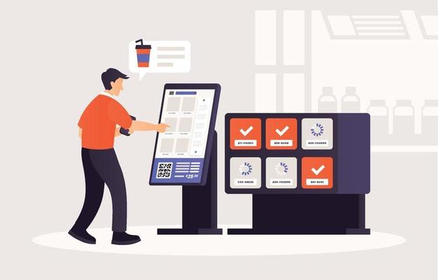 Man Using an Untact Technology Ordering Food