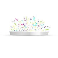 Lots of colorful tiny confetti and ribbons on white background. Festive event and party vector