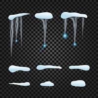 Set of isolated vector realistic icicles and snow drifts for your creativity