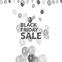 Black Friday Balloons Background. Black Realistic Balloons Collection. Cool Vector Illustration for Business, Party, Birthday or Holidays. Rich VIP Premium Stylish Balloons Flying Isolated