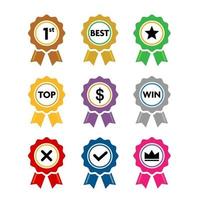 Collection of colorful award ribbons with sign vector set