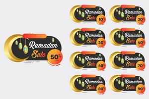ramadan sale label with moon ornament vector