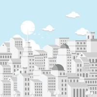 Illustration of city with clouds and blue sky, Isometric building view. Vector. vector