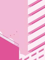 Ilustración de vector de edificio de arquitectura en estilo minimalista.