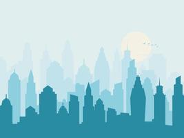 Silhouette of skyscraper buildings, city skyline, Vector illustration.