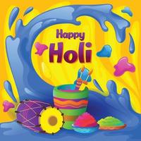 Holi greetings with splash of colors vector