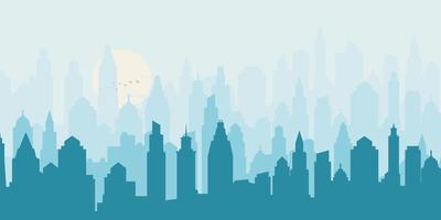 Silhouette of skyscraper buildings, city skyline, Vector illustration.