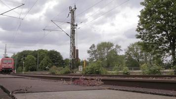 Train in Hamburg, Germany, low angle shot. video