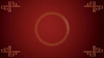 Gold circle on red paper and Asian elements with craft style on background for Chinese Happy New Year concept video