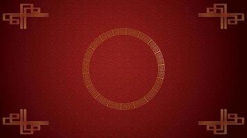 cercle d'or sur papier rouge et éléments asiatiques avec style artisanal sur fond pour le concept de bonne année chinoise video