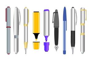 Set of Pens on White Background vector