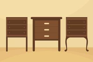 Bedside Tables Illustration With Three Style vector