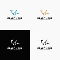 Creative modern line art style minimal bird logo hipster vintage retro vector design concept template illustration for bird shop company branding or business startup