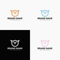 Ilustración de vector de plantilla de concepto de diseño de logotipo de cabeza de gato mínimo estilo de arte de línea moderna creativa para marca de empresa de tienda de mascotas o inicio de negocios