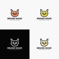 Creative modern line art style minimal cat head logo design concept template vector illustration for pet shop company branding or business startup
