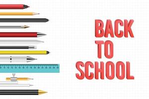 Back to school background with pens and pencils vector