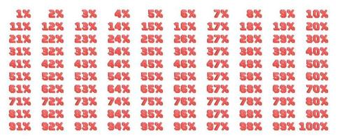 Set of 3d discount numbers from 1 to 100 vector