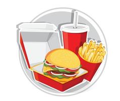Fast food, Tasty set fast food vector isolated on white background