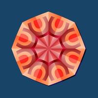 This is a polygonal pattern. This is a red geometric mandala. Asian floral pattern. vector