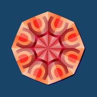 This is a polygonal pattern. This is a red geometric mandala. Asian floral pattern. vector