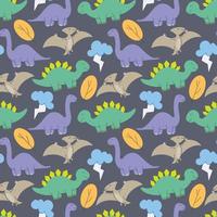 cute dinosaurs pattern design vector. Dinosaurs Cute kids pattern for girls and boys, Colorful Cartoon Animals on the abstract Creative seamless background, Artistic Backdrop for textile and fabric. vector