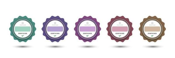 Badge logo design for company business feminine decorative rounded floral style. Set bundle certify colorful pastel vector illustration.