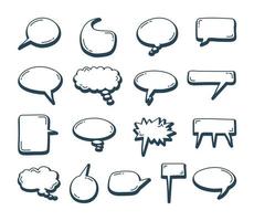 Speech bubbles doodle element set. Hand drawn sketch Vector illustration