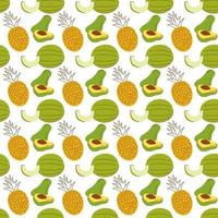 pattern background with fruit elements, watermelon, banana, mango. hand drawn seamless fruit pattern vector