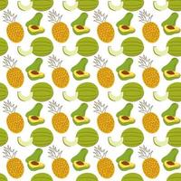 pattern background with fruit elements, watermelon, banana, mango. hand drawn seamless fruit pattern vector