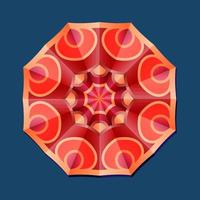 This is a polygonal pattern. This is a red geometric mandala. Asian floral pattern. vector