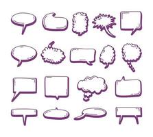 set of Speech bubble element doodle trendy. Doodle speech bubbles. Hand drawn elements for quotes and text vector