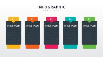 infographic geometric shape design label with number icons. Business concept information. 5 options or steps. vector illustration template.