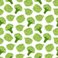 Seamless pattern vegetables with elements of broccoli, cabbage. Vector illustration