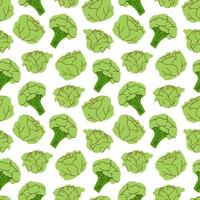 Seamless pattern vegetables with elements of broccoli, cabbage. Vector illustration