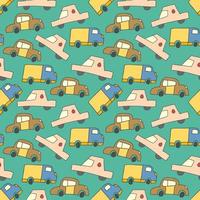 Pattern of vehicle element. Child's drawing set of colored cars vector