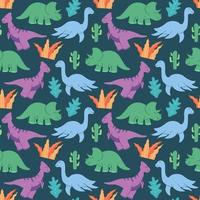 cute dinosaurs pattern design vector. Dinosaurs Cute kids pattern for girls and boys, Colorful Cartoon Animals on the abstract Creative seamless background, Artistic Backdrop for textile and fabric. vector